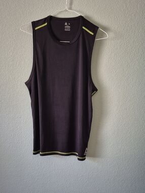 Reebok Men’s Black Sleeveless Swim Rash Guard with Lime Trim